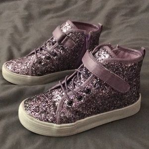 Girls purple glitter high top sneaker size 11